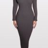 Fashion Long Sleeve Off Shoulder Slash Neck Sexy Club Women Dress Slim Bodycon Knitted Sweater Knee-Length Party Night Dresses - CelebritystyleFashion.com.au online clothing shop australia