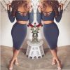 2 Piece High Waisted Party Dress Deep V-neck Kardashian Kylie Jenner Style -  - 3