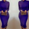Long Sleeve Bandage Warm Party Dress -  - 9