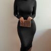 Long Sleeve Bandage Warm Party Dress -  - 10