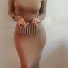 Long Sleeve Bandage Warm Party Dress -  - 8