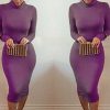 Long Sleeve Bandage Warm Party Dress -  - 6