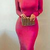 Long Sleeve Bandage Warm Party Dress -  - 11