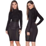 Patchwork Mesh Sheer Party Stretch Dress Kylie Jenner Kardashian Style -  - 1