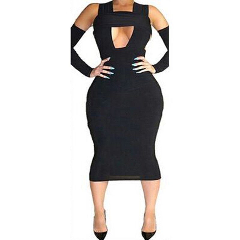 Knee Length Bandage Dress Night Clubwear - - 2