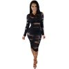 Patchwork Mesh Slim Bandage Club Dress -  - 4