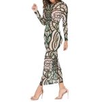 Tribal Printing Sheer Mesh Party Maxi Dress -