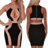 Stripe Open Bust Sleeveless Backless Zipper Mini Party Dress -  - 2