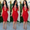 Rivet Tie Up Deep V-neck Sleeveless Party Dress - CELEBRITYSTYLEFASHION.COM.AU - 3