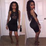Bandage Mesh Sleeveless Floral Embroidered Dress -  - 2