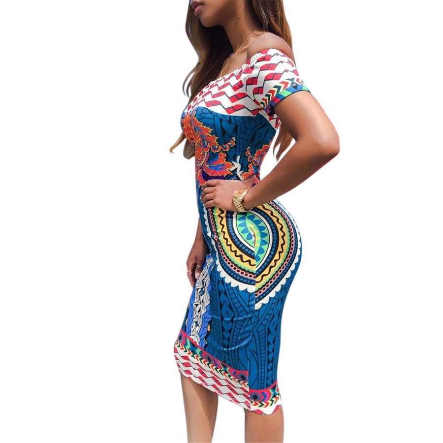 Pencil Dress Bandage Sexy Printed - - 2