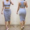 Two Piece Outfit Bandage Sleeveless Sexy Club Party Dress Kylie Jenner Style -  - 3