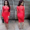 Mesh Sheer Party Knee Length Bandage Lace Dress Kim Kardashian Style -  - 3