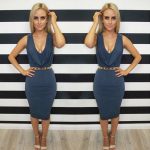 Sleeveless Strapless Cotton Pencil Bandage Dress Halter - CELEBRITYSTYLEFASHION.COM.AU - 2