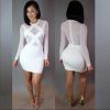 Long Sleeve Mesh Patchwork Cross Sheer Party Dress - CELEBRITYSTYLEFASHION.COM.AU - 4