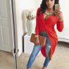 Deep V Neck Long Asymmetrical Party Tshirt Dress - CELEBRITYSTYLEFASHION.COM.AU - 5
