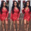Geometric Luxury Sequins Deep Plunge Wrap Dress Mini Casual Party Dress - CELEBRITYSTYLEFASHION.COM.AU - 3