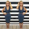 Deep V-neck Sleeveless Bandage Dress - CELEBRITYSTYLEFASHION.COM.AU - 2