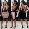 Geometric Backless Sequins Deep Plunge Zipped Back Mini Party Dress - CELEBRITYSTYLEFASHION.COM.AU - 3