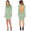 Backless Stripe Soft Cotton Winter Bandage Mini Dress Long Sleeve Stretch - CELEBRITYSTYLEFASHION.COM.AU - 4