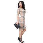 Plaid Elegant Mid Dress - CELEBRITYSTYLEFASHION.COM.AU - 2