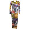 Exotic Designer Retro Sheer Mesh Colorful Printed Dress - CELEBRITYSTYLEFASHION.COM.AU - 4