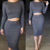 Two Piece Outfit Knitted Winter Bandage Elastic Dress - CELEBRITYSTYLEFASHION.COM.AU - 3