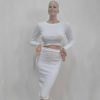 Two Piece Outfit Knitted Winter Bandage Elastic Dress - CELEBRITYSTYLEFASHION.COM.AU - 4