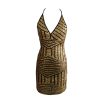 Geometric Plunge V-neck Sequin Halter Party Dress Spaghetti Strap Backless Slim Dress - CELEBRITYSTYLEFASHION.COM.AU - 2