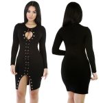Rivet Long Sleeve Criss-Cross Mini Celebrity Dress - CELEBRITYSTYLEFASHION.COM.AU - 2