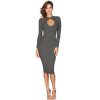 Long Sleeve Pencil Dress Front Cross - CELEBRITYSTYLEFASHION.COM.AU - 3