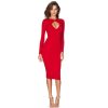 Long Sleeve Pencil Dress Front Cross - CELEBRITYSTYLEFASHION.COM.AU - 4