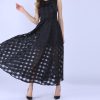 Maxi Summer Plaid Women Dress New Long Organza day Dress Satin Fashion style black women dresses - CelebritystyleFashion.com.au online clothing shop australia
