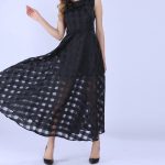 Maxi Summer Plaid Women Dress New Long Organza day Dress Satin Fashion style black women dresses - CelebritystyleFashion.com.au online clothing shop australia