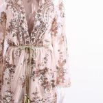 Sequin Embroidery Elegant Transparent Mesh Sleeve Dress - CelebritystyleFashion.com.au online clothing shop australia