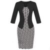 Fashion Women Retro Vintage Faux Two Piece Dress Elegant Lady Plaid Long Sleeve Pencil Dress Office Wear Outfits Plus Size S122 - CelebritystyleFashion.com.au online clothing shop australia