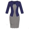 Fashion Women Retro Vintage Faux Two Piece Dress Elegant Lady Plaid Long Sleeve Pencil Dress Office Wear Outfits Plus Size S122 - CelebritystyleFashion.com.au online clothing shop australia