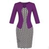 Fashion Women Retro Vintage Faux Two Piece Dress Elegant Lady Plaid Long Sleeve Pencil Dress Office Wear Outfits Plus Size S122 - CelebritystyleFashion.com.au online clothing shop australia