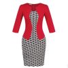 Fashion Women Retro Vintage Faux Two Piece Dress Elegant Lady Plaid Long Sleeve Pencil Dress Office Wear Outfits Plus Size S122 - CelebritystyleFashion.com.au online clothing shop australia