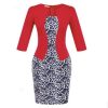 Fashion Women Retro Vintage Faux Two Piece Dress Elegant Lady Plaid Long Sleeve Pencil Dress Office Wear Outfits Plus Size S122 - CelebritystyleFashion.com.au online clothing shop australia