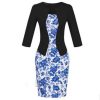 Fashion Women Retro Vintage Faux Two Piece Dress Elegant Lady Plaid Long Sleeve Pencil Dress Office Wear Outfits Plus Size S122 - CelebritystyleFashion.com.au online clothing shop australia
