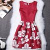 2XL New Brand Spring Summer Plus Size Women Print Floral Vest Dress Sleeveless A Line Party Fashion Dresses Vestido De Festa - CelebritystyleFashion.com.au online clothing shop australia