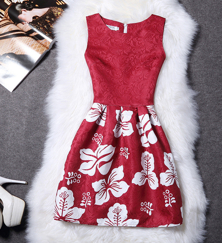 2XL New Brand Spring Summer Plus Size Women Print Floral Vest Dress Sleeveless A Line Party Fashion Dresses Vestido De Festa - CelebritystyleFashion.com.au online clothing shop australia