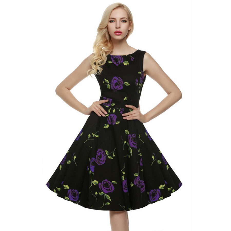 Women Dress Retro Vintage 1950s 60s Rockabilly Floral Swing Summer Dresses Elegant Bow-knot Tunic Vestidos - CelebritystyleFashion.com.au online clothing shop australia