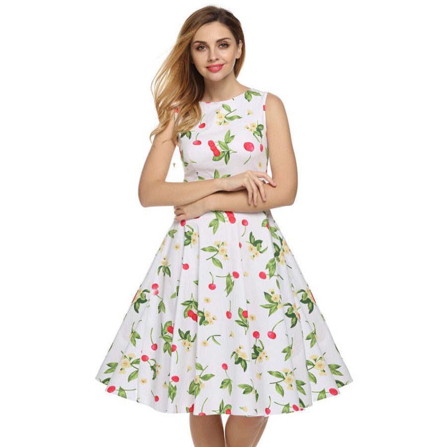 Women Dress Retro Vintage 1950s 60s Rockabilly Floral Swing Summer Dresses Elegant Bow-knot Tunic Vestidos - CelebritystyleFashion.com.au online clothing shop australia