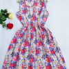 CDJLFH Brand Blue stars 20 Colors Fashion Women Sleeveless Florals Print Round Neck Dress Saias Femininas Summer Clothing - CelebritystyleFashion.com.au online clothing shop australia