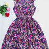 CDJLFH Brand Blue stars 20 Colors Fashion Women Sleeveless Florals Print Round Neck Dress Saias Femininas Summer Clothing - CelebritystyleFashion.com.au online clothing shop australia