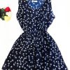 CDJLFH Brand Blue stars 20 Colors Fashion Women Sleeveless Florals Print Round Neck Dress Saias Femininas Summer Clothing - CelebritystyleFashion.com.au online clothing shop australia