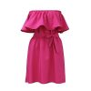 Fashion Brand Summer Dress Women Off Shoulder Dress Sleeveless Ruffles Cross Straps Dresses Candy Color Party Dresses - CelebritystyleFashion.com.au online clothing shop australia
