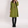 Autumn Winter Long Blusas Women Long Sleeve Pocket Dress Solid O Neck Casual Loose Dresses Vestidos Plus Size S-5XL - CelebritystyleFashion.com.au online clothing shop australia